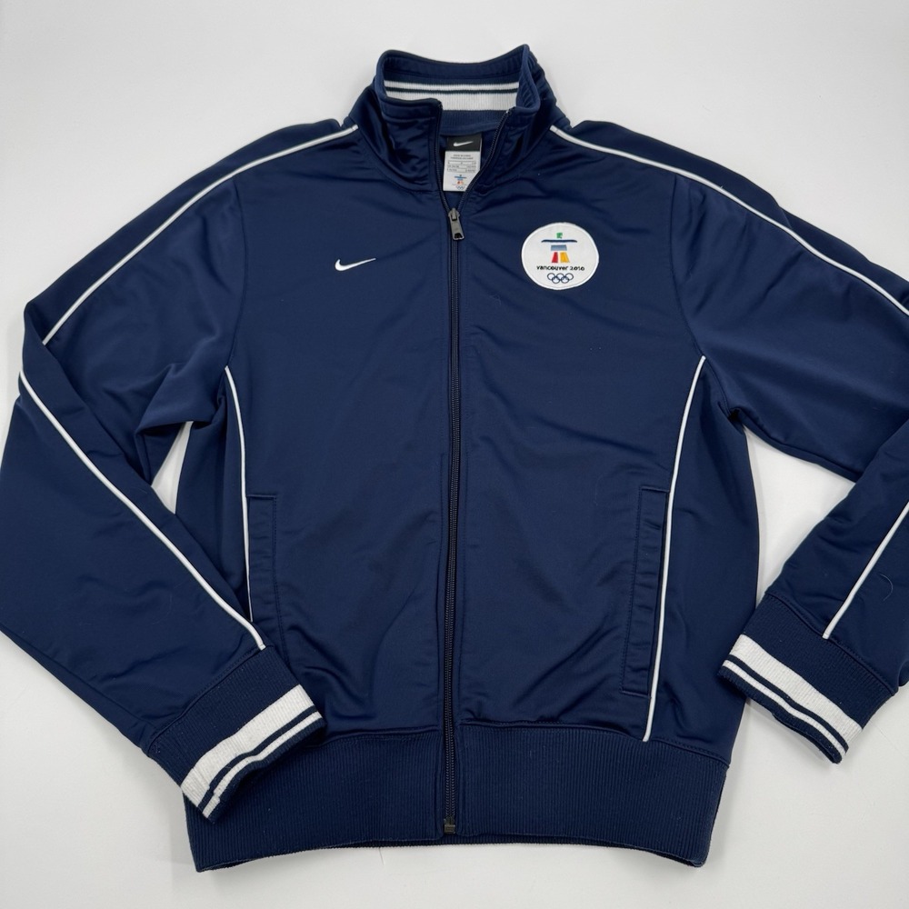 Nike Vancouver 2010 Olympics Track Jacket Navy Blue White Trim Men's Size S